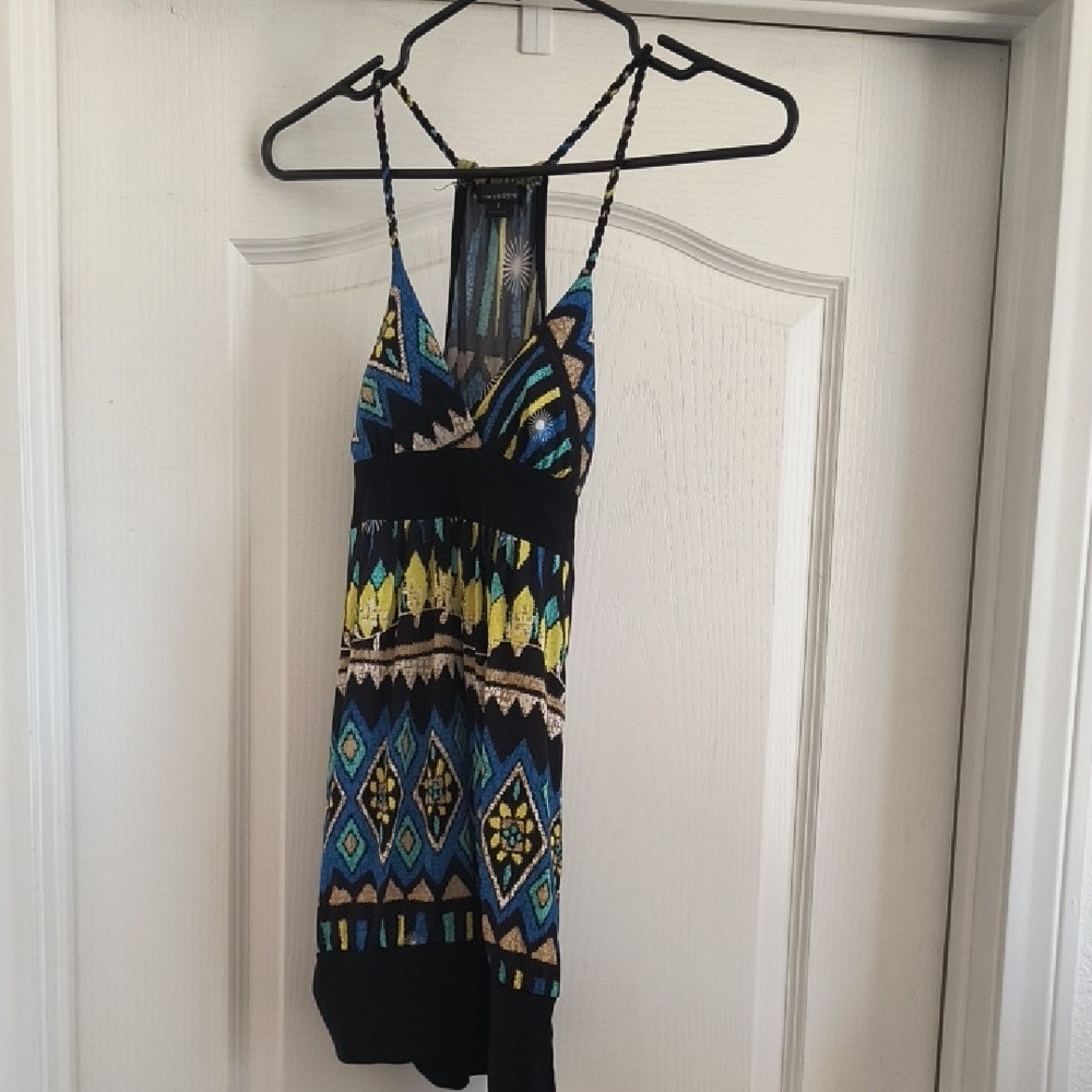 Forever 21 Blue and Yellow Patterned Tunic